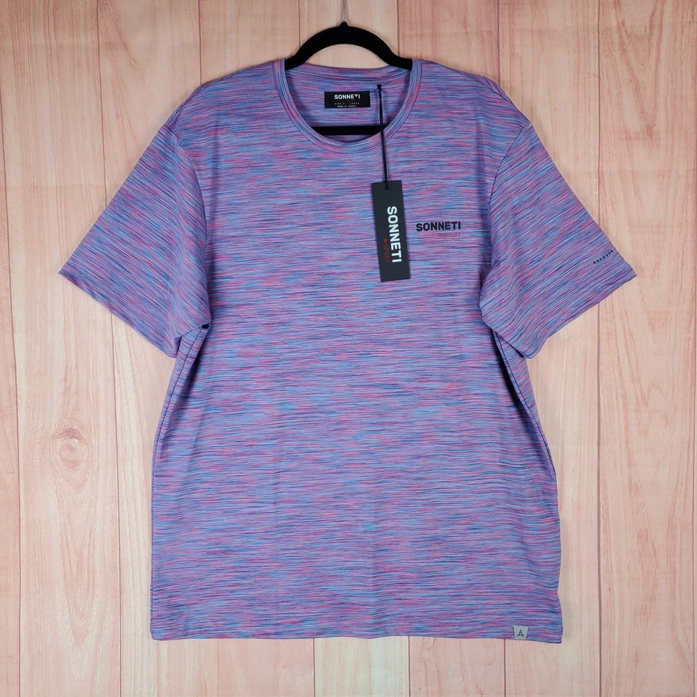 Sonneti Sport T Shirt Mens XL Purple Space Dye Stretch Logo Casual Outdoor